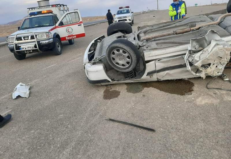 مرگ راننده در حادثه واژگونی پژو پارس در محور دهدشت_بهبهان