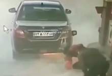 (فیلم) آتش گرفتن دنا پلاس در پمپ بنزین  <img src="/images/video_icon.png" width="11" height="10" border="0" align="top">