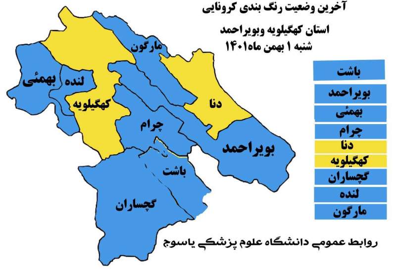 بعد از «کهگیلویه»، «دنا» هم زرد کرونایی شد / درخواست رئیس دانشگاه علوم پزشکی از مردم